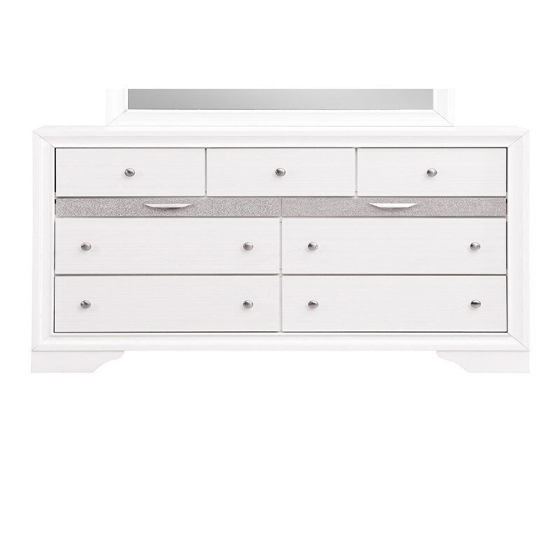 9-Drawer Bedroom Dresser – Charcoal Grey / Black / White, Wood-Look Finish, Felt-Lined Accessory Drawer
