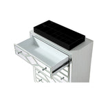 5-Drawer Chest – Antique White / Silver, Beveled Mirror Panels, Crystal Knobs, Hand-Painted Finish