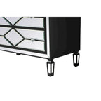 5-Drawer Chest – Antique White / Silver, Beveled Mirror Panels, Crystal Knobs, Hand-Painted Finish