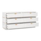 6-Drawer Dresser – Grey / Black / Cream, Acacia Wood, Brass Pulls, Art Deco Style