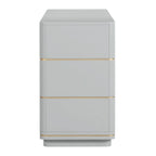 6-Drawer Dresser – Grey / Black / Cream, Acacia Wood, Brass Pulls, Art Deco Style