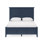 King Solid Wood Bed – Blue, Three-Panel Headboard, Crown Molding, Mahogany, Sleeps 1