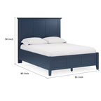 King Solid Wood Bed – Blue, Three-Panel Headboard, Crown Molding, Mahogany, Sleeps 1