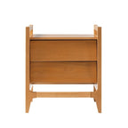 Solid Pine Nightstand – Walnut / Caramel, Angled Drawer Front, Scandinavian Minimalist Style