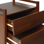 Solid Pine Nightstand – Walnut / Caramel, Angled Drawer Front, Scandinavian Minimalist Style