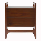 Solid Pine Nightstand – Walnut / Caramel, Angled Drawer Front, Scandinavian Minimalist Style