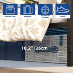 King Metal Platform Bed Frame – White, LED Lights, Headboard Storage, USB & Outlet Charging, Sleeps 1