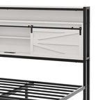 King Metal Platform Bed Frame – White, LED Lights, Headboard Storage, USB & Outlet Charging, Sleeps 1