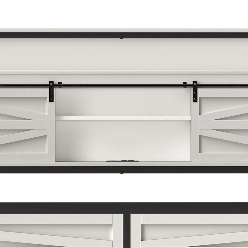 King Metal Platform Bed Frame – White, LED Lights, Headboard Storage, USB & Outlet Charging, Sleeps 1