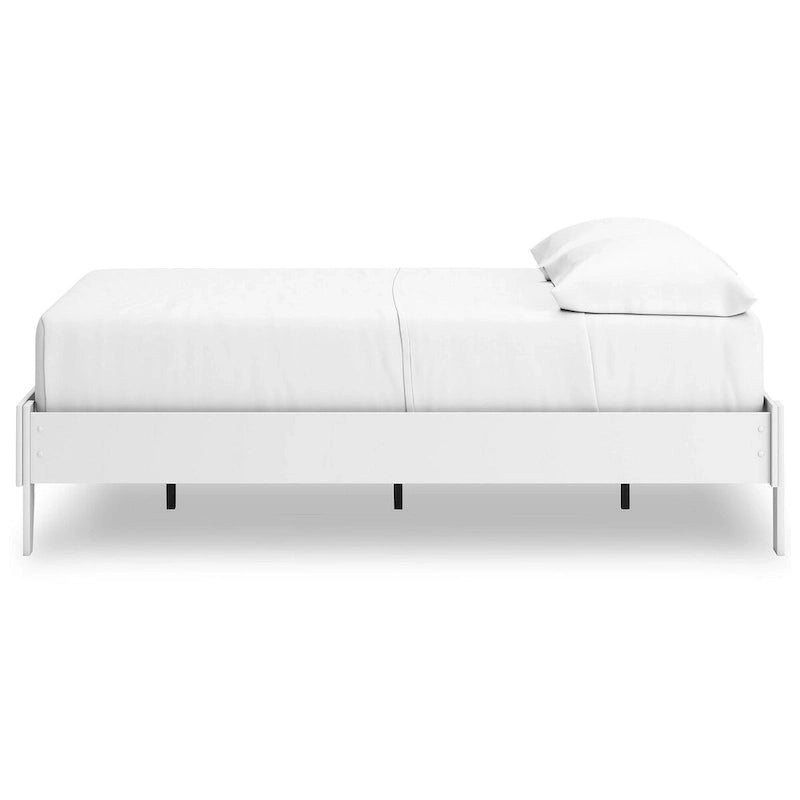 Full Platform Bed Frame – White, Scalloped Design, Low Profile, Coastal Farmhouse Style, Sleeps 1