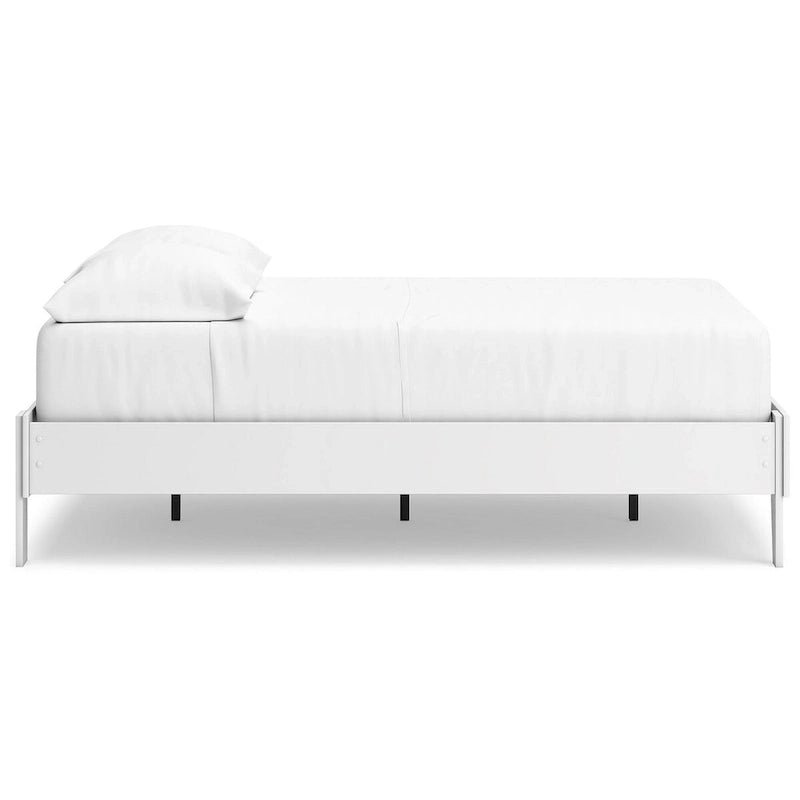 Full Platform Bed Frame – White, Scalloped Design, Low Profile, Coastal Farmhouse Style, Sleeps 1