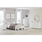 Full Platform Bed Frame – White, Scalloped Design, Low Profile, Coastal Farmhouse Style, Sleeps 1