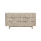 6-Drawer Dresser – Beige, Solid Acacia Wood, Velvet-Lined Top Drawers, Metal Glides