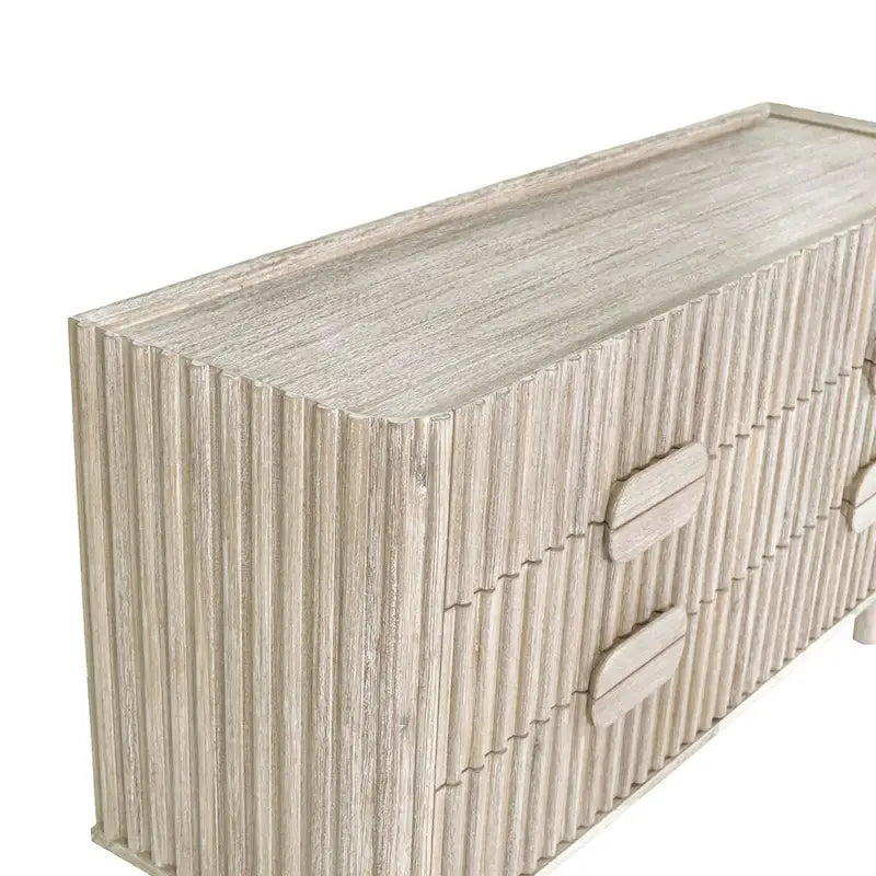 6-Drawer Dresser – Beige, Solid Acacia Wood, Velvet-Lined Top Drawers, Metal Glides