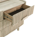 6-Drawer Dresser – Beige, Solid Acacia Wood, Velvet-Lined Top Drawers, Metal Glides