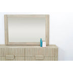 6-Drawer Dresser – Beige, Solid Acacia Wood, Velvet-Lined Top Drawers, Metal Glides