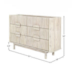 6-Drawer Dresser – Beige, Solid Acacia Wood, Velvet-Lined Top Drawers, Metal Glides