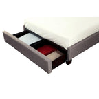 Queen Platform Bed – Grey, Tufted Linen, Low Profile, 2 Footboard Storage Drawers, Sleeps 1