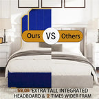 Queen Velvet Platform Bed – Gold + Creamy White / Black / Blue, Channel Headboard, 4 Storage Drawers, Sleeps 1