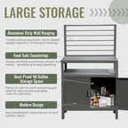 Outdoor Kitchen Storage Island – Grey, Powder-Coated Aluminum, Food-Safe Countertop, Modular Design
