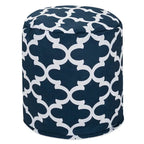 Indoor & Outdoor Ottoman Pouf – Orange / Blue / Green / Grey, Trellis Pattern, Seats 1