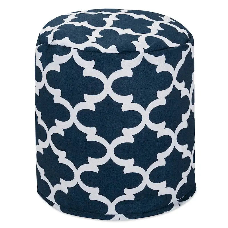 Indoor & Outdoor Ottoman Pouf – Orange / Blue / Green / Grey, Trellis Pattern, Seats 1