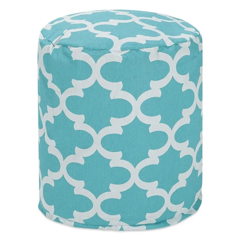 Indoor & Outdoor Ottoman Pouf – Orange / Blue / Green / Grey, Trellis Pattern, Seats 1