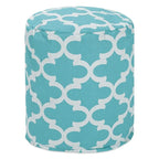 Indoor & Outdoor Ottoman Pouf – Orange / Blue / Green / Grey, Trellis Pattern, Seats 1