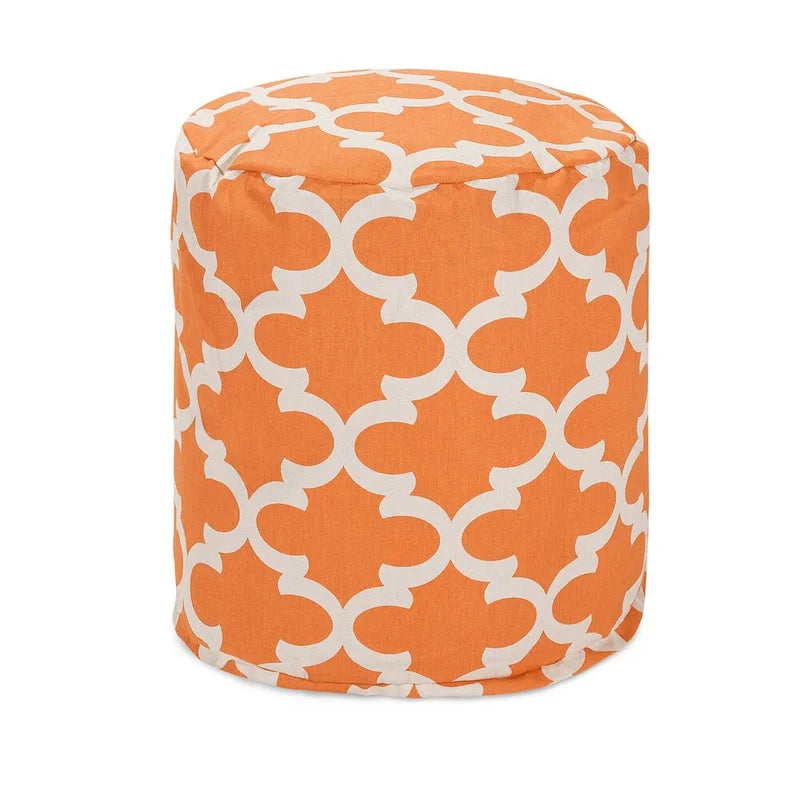 Indoor & Outdoor Ottoman Pouf – Orange / Blue / Green / Grey, Trellis Pattern, Seats 1