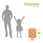 Indoor & Outdoor Ottoman Pouf – Orange / Blue / Green / Grey, Trellis Pattern, Seats 1