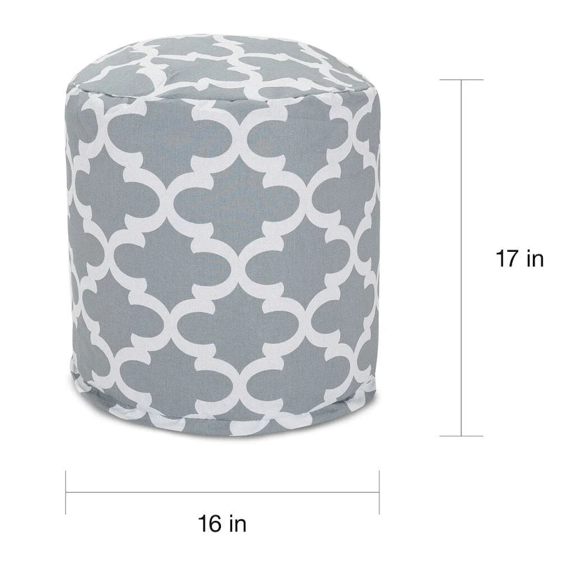 Indoor & Outdoor Ottoman Pouf – Orange / Blue / Green / Grey, Trellis Pattern, Seats 1