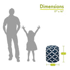 Indoor & Outdoor Ottoman Pouf – Orange / Blue / Green / Grey, Trellis Pattern, Seats 1