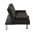 Click-Clack Convertible Sofa Bed – Black / Dark Brown, Faux Leather, 3-Position Recliner, Seats 2