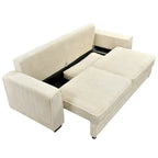 Pull-Out Sofa Bed with Storage – Light Green / Beige, Modern Style, Sinuous Spring, Seats 2
