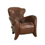 Pasargad Home Aspen Top Grain Leather Wing Chair, Brown - W31 xD34.5 xH33.5 