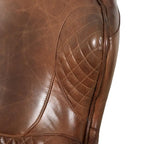 Top Grain Leather Wingback Chair – Brown, Quilted, Solid Wood Legs, Seats 1