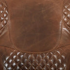 Top Grain Leather Wingback Chair – Brown, Quilted, Solid Wood Legs, Seats 1