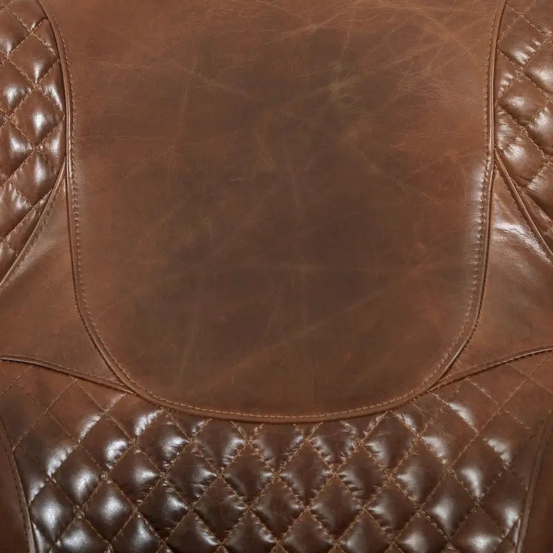 Top Grain Leather Wingback Chair – Brown, Quilted, Solid Wood Legs, Seats 1