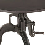 Round Adjustable Crank Side Table – Antique Black, Reclaimed Cast Iron, Industrial Style