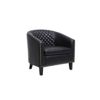 Barrel Accent Chair – Black / Brown / White, PU Leather, Nailhead Trim, Solid Wood Legs, Seats 1