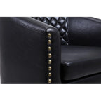 Barrel Accent Chair – Black / Brown / White, PU Leather, Nailhead Trim, Solid Wood Legs, Seats 1