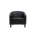 Barrel Accent Chair – Black / Brown / White, PU Leather, Nailhead Trim, Solid Wood Legs, Seats 1
