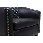 Barrel Accent Chair – Black / Brown / White, PU Leather, Nailhead Trim, Solid Wood Legs, Seats 1