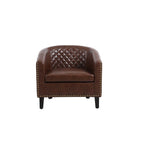 Barrel Accent Chair – Black / Brown / White, PU Leather, Nailhead Trim, Solid Wood Legs, Seats 1