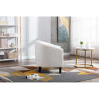 Barrel Accent Chair – Black / Brown / White, PU Leather, Nailhead Trim, Solid Wood Legs, Seats 1