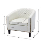 Barrel Accent Chair – Black / Brown / White, PU Leather, Nailhead Trim, Solid Wood Legs, Seats 1