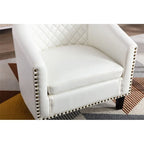Barrel Accent Chair – Black / Brown / White, PU Leather, Nailhead Trim, Solid Wood Legs, Seats 1