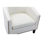 Barrel Accent Chair – Black / Brown / White, PU Leather, Nailhead Trim, Solid Wood Legs, Seats 1