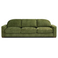 99-Inch Mid-Century Sofa – Distressed Green Velvet, Low-Profile, Sinuous Spring, Seats 3