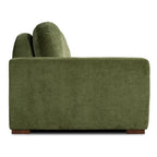 99-Inch Mid-Century Sofa – Distressed Green Velvet, Low-Profile, Sinuous Spring, Seats 3